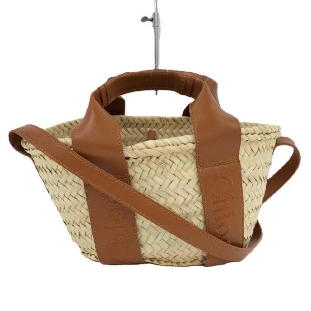 Chloe Tan and Cream Woven Tote